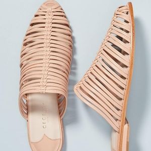 Cecelia New York Gloria Slide Sandals Peony Nude Closed Toe Caged Flat Mule